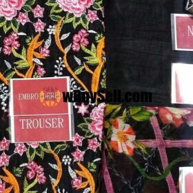 MULTI COLOUR THREAD HEAVY EMBROIDERED WORK ON LAWN FABRIC FOR SLEEVES FOR SALE