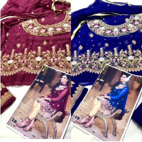 Aliza Waqar Chiffon Bridal Embroidery Suit Chiffon Embroidery Duppata for SALE  
