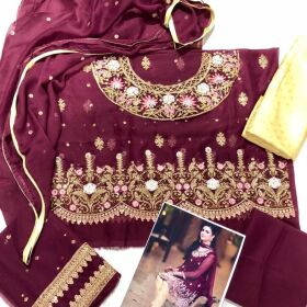 Aliza Waqar Chiffon Bridal Embroidery Suit Chiffon Embroidery Duppata for SALE  