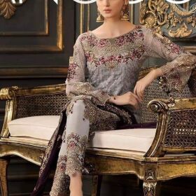 Ramsha Chiffon Embroidery Suit Chiffon Embroidery Duppata for Sale  