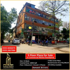 3 Side Corner Plaza for Sale in Commercial Market, Rawalpindi