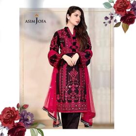 Asim Jofa Cotton Full Heavy Handwork &amp; Mirrorwork Embroidered Front for Sale 